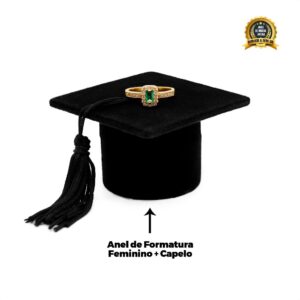 Anel Formatura Feminino Moeda Antiga Banhado – Verde Wide (Capelo)