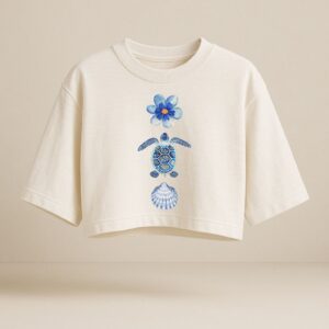 Cropped Oversized Feminino DTF Estiloso Moda Off White