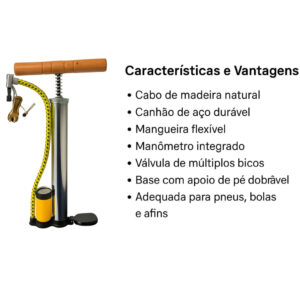 Bomba Ar Manual Manômetro Pneu Piscina Bicicleta Moto Carro Bola Colchão Portátil Alta Pressão