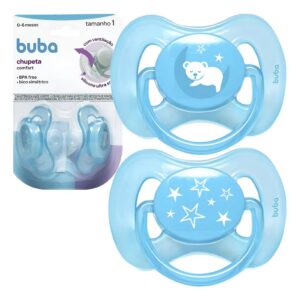 Kit 2 Chupetas Buba Comfort Ventilação Bico Silicone Tam 1  0-6M