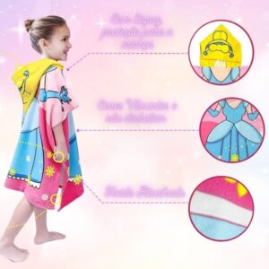 Roupão de Unicórnio Menina Poncho Atoalhado Toalha Rosa Saída de Banho Infantil Divertida