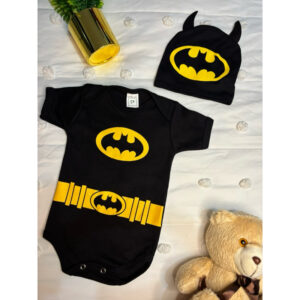 Body Bebê Infantil Mêsversário Temático Batman Preto Macacão Personagens Fantasia