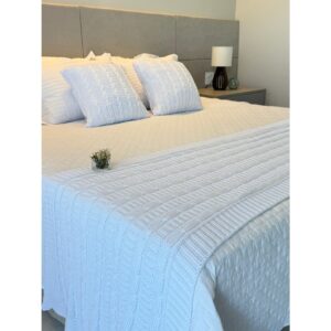 Peseira/Manta Tricô aconchegante Queen Boho + 2 Capas Almofada Cama Sofá Quarto Luxo FIRENZE