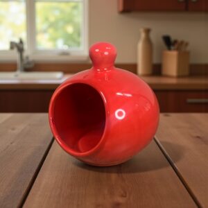 Porta Alho Vermelho De 2º Linha Feito de Cerâmica Para Cozinha Porta Tempero