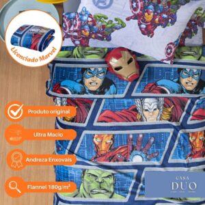 Manta Flannel Infantil Solteiro Os Vingadores Spider Man Hulk Marvel