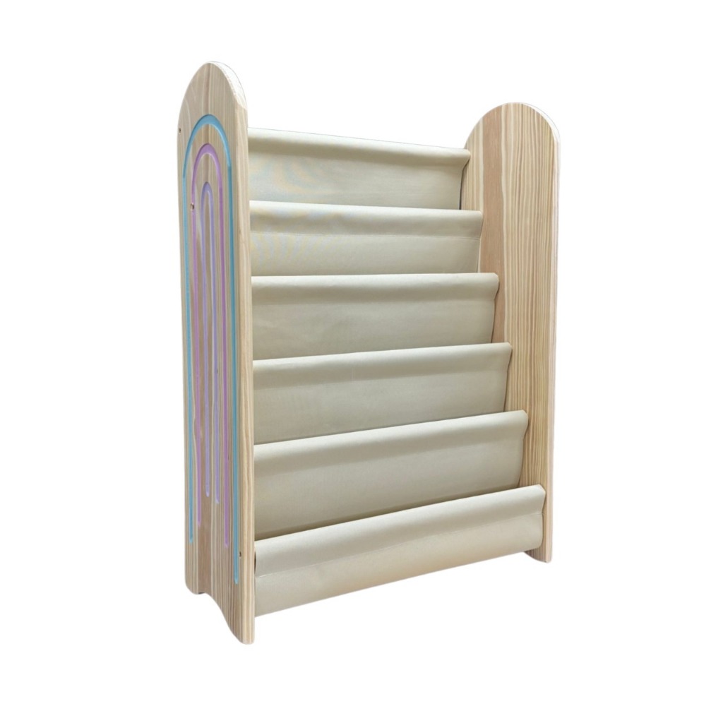 Estante Livro Infantil Montessori Arco Íris G 5 Bolsos