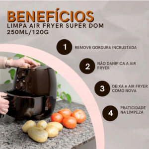 Spray Limpa Air Fryer Alto Poder De Limpeza, Dissolve A Gordura Limpeza Sem Esforço 250ml