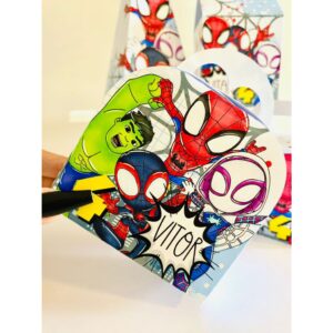 KIT  Personalizados Spidey e amigos  /personalizados/Mimo/Lembrancinha/Festa Aniversario PEGUE E MONTE.