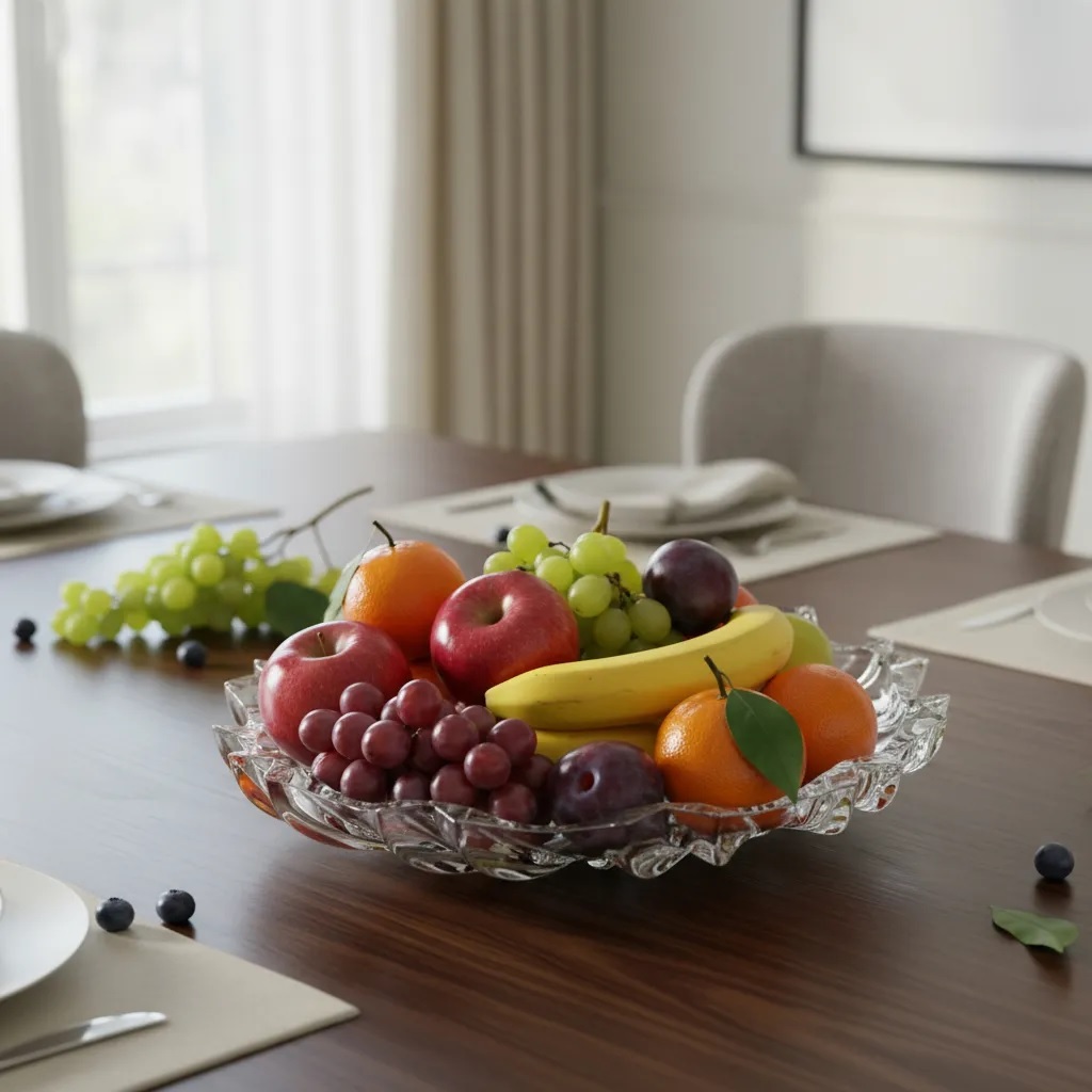 Fruteira Centro De Mesa Fashion Incolor Vidro Grosso 32,5cm Yujing