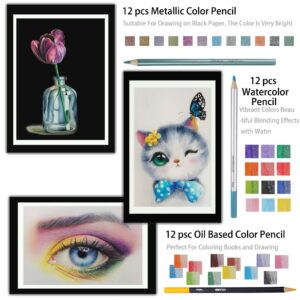 Estojo 96 Peças Lápis De Desenho Arte Profissional Pintura+48/60cores Caneta Marcadora