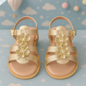 Sandalia Dourada Menina Infantil Festa Estilosa Leve Daminha Mocinha Batizado Escola