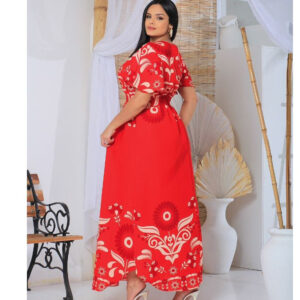 VESTIDO FEMENINO LONGO GOLA V MANGA FLUIDA TAMANHO G1 TECIDO DUNA