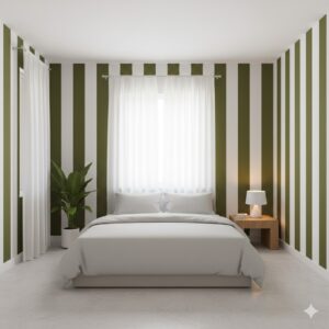 Papel de Parede Adesivo Decorativo Listrado Clássico Branco e Verde Várias Opções