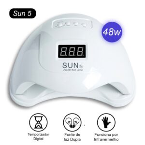 Cabine Estufa De Unha Sun 5 Digital 48w Bivolt 24 leds Uv Para Unhas Gel Acrígel