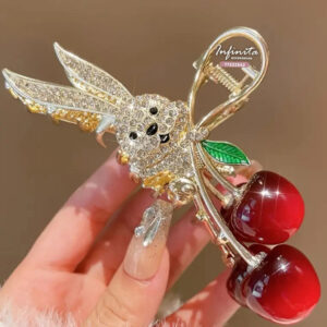 Presilha de Cabelo Cereja Cravejada