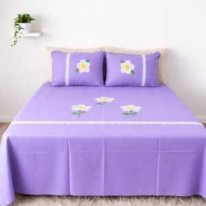 Jogo Lençol Colcha Casal Oxford Bordado com dois Portas Travesseiros