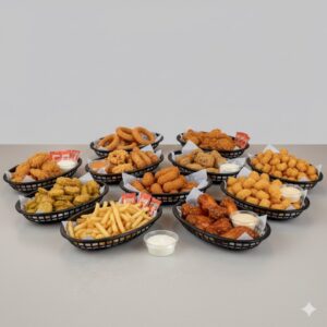 Kit 10 Cestas Oval Plástico Resistente Lanche Fritas Porções Lanchonete Restaurante Festa 2309