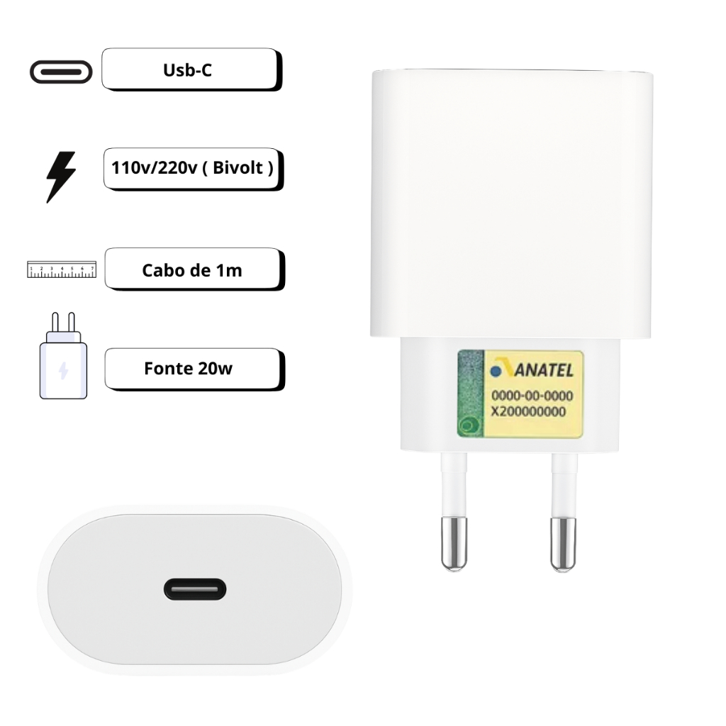 Carregador Turbo Para iPhone 7 8 X Xr 11 12 13 14 Pro Max