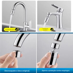 Bocal Bubbler SUEBR para Torneira – 2 Modos de Jato, 360° Rotativo Anti-Splash