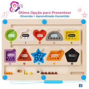 Labirinto Magnético Infantil Montessori de Madeira – Brinquedo Educativo Números e Cores