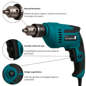 Furadeira Parafusadeira Elétrica de 13mm 1100W Com Maleta de Transporte Envio Imediato