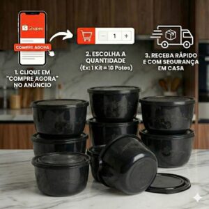 KIT 10 PEÇAS BOWL 600ML ORGANIZADORES DE ALIMENTOS