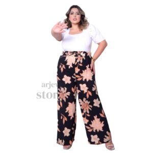 Calça Pantalona Duna Plus Size com Forro Cintura Alta Feminina