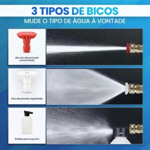 Lavadora Alta Pressão Lava Jato Portátil Recarregável Com Maleta e Acessórios Recarregável Sem Fio para Carros e Jardim