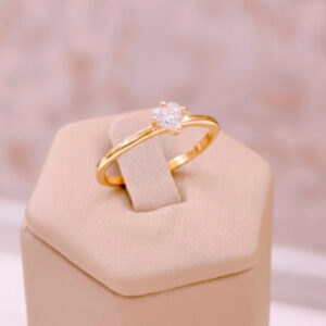 ANEL SOLITÁRIO CORAÇÃO BANHO OURO 18k