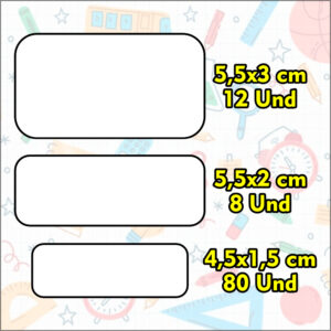 100/50 Etiquetas Escolar Adesivo Vinil Personalizada APROVA D’ Água VARIOS TEMAS