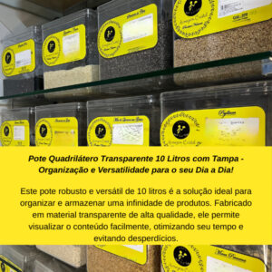 Pote Acrílico Quadrado Com Tampa – 5 Litros (USADO EM BOM ESTADO)