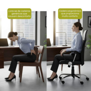 Cadeira Presidente Giratória De Escritório Executiva Premium Ergonômica Couro Mesh Office Ajustável