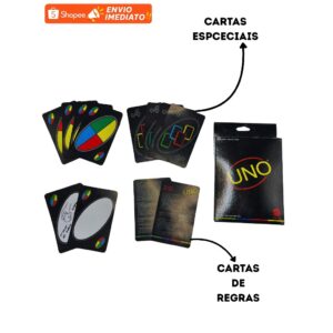 UNO Preto Minimalista Design Exclusivo Edição Limitada 112 Cartas Clássico – Genérico Mattel