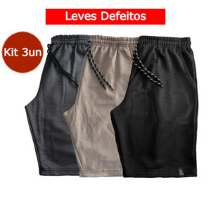 Kit 3 Bermudas Moletom Masculinas Leves Defeitos Segunda M G GG G1 G2 G3 Cores Sortidas