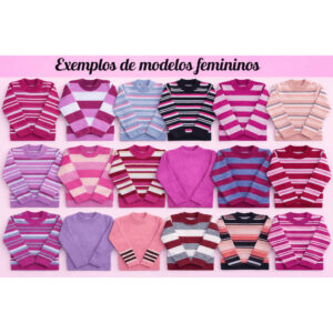 Kit 2 Blusas de Tricot Lã Infantil Juvenil Feminina Inverno Tamanhos 2 a 16