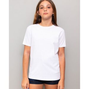 Camiseta  Branca Lisa Básica  infantil sublimação 100% poliéster ant pinling (a única que não dá bolinhas após lavagem)