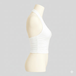 Kit com 2 Cropped Feminino Costa Nua Frente Única Franzido Ajustado ao Corpo