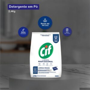 CIF PÓ Limpeza Profissional 2,4kg Limpeza Pesada • Rende 300L • Detergente em Pó Unilever Pro