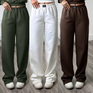 Calça Pantalona Feminina Cintura Alta no moletom  Calça Wide Leg Moletom Feminina calça feminina larga