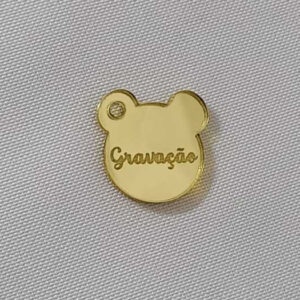 TAG DE URSO – Tamanho 2 cm – Aplique Personalizado em Acrílico Espelhado