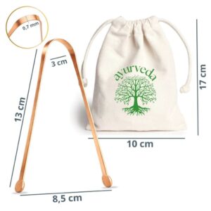 Raspador de Lingua Cobre Puro com Saquinho Algodão AYURVEDA