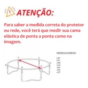 Rede 2,44 + 6 Isotubos + 6 Ponteiras Cama Elástica Pula Pula Trampolim