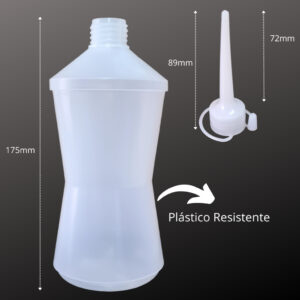Almotolia Pisseta Frasco  Bisnaga Bico Reto Transparente 500ml