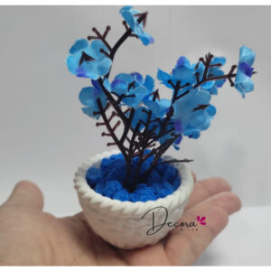 kit de mini vasos/vasinhos cesta em gesso com flores e pedrinhas para decoração e lembrancinhas