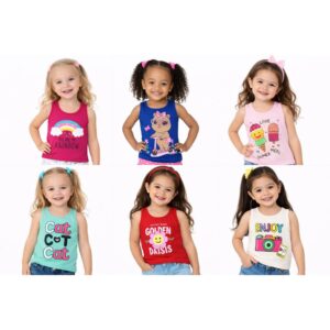 KIT 2 Peças Regata Sortida Menina Verão Tamanho 1 ao 14 anos