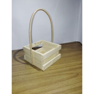 Kit 10 Cesta Madeira Quadrada 13cm com Alça Pascoa Presente Natal Cosméticos mimos decoraçao