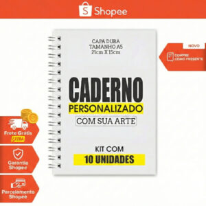 Kit 3 Cadernos Personalizado 15×21 CM   Capa Dura 1 Matéria 100 Folhas