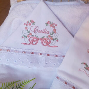 Toalha De banho Com Capuz Bordada Personalizada com Nome Menino Menina Bebê