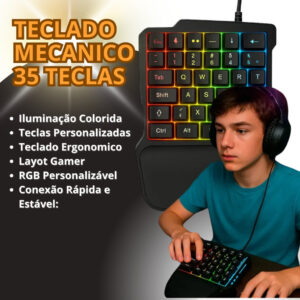 Kit Gamer Mobilador Celular Teclado Mouse Tripé Usb Rgb Otg Compatível com Freefire Jogos