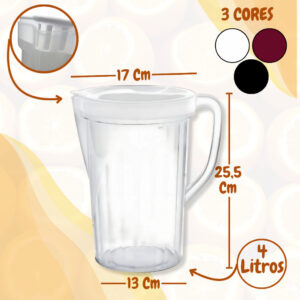 Jarras Plásticas com Tampa Transparente Leves Fáceis de Lavar e Empilhar